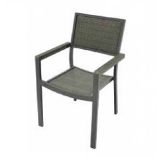 8761100-04 Durango Aluminum and Faux Teak Commercial Restaurant in stock stackable Hospitality Dining Outdoor woven armchair